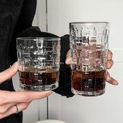 藤编玻璃杯高颜值ins风家用浮雕，水杯套装咖啡冷饮，杯创意喝水杯子