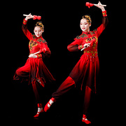秧歌服女套装扇子舞蹈服装中国风，民族舞喜庆腰鼓现代打鼓服演出服