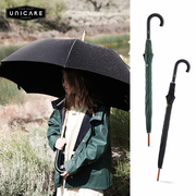 unicare大号雨伞复古晴雨，长柄伞商务伞，防风手动直柄实木加固