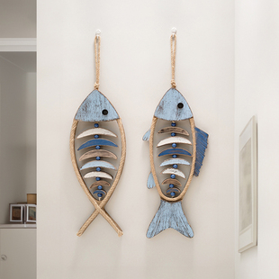 地中海风格鱼挂件墙面立体鱼形，壁饰样板房酒店，房间走廊玄关装饰品