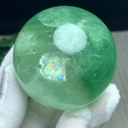 纯天然蓝绿萤石球摆件七彩，彩虹水晶原石矿石，送底座招财翠绿色168