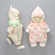 初生婴儿棉衣冬季连体衣外出套装男女宝宝衣服0一3月哈衣爬服外套