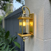 美式全铜户外壁灯密封长方形庭院别墅阳台室外防水黑色凉