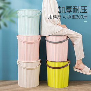 水桶凳塑料可坐家用钓鱼桶，手提洗澡桶，幼儿园收纳桶带盖加厚大号