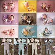 婴儿摄影服装影楼新生儿满月百天照道具宝宝月子照相帽子衣服套装