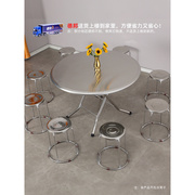 双层不锈钢折叠桌吃饭桌餐桌方桌桌子家用小户型圆形圆台80圆桌1m