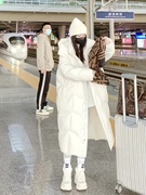 韩版中长款连帽白色羽绒棉服女2023年冬季宽松加厚棉衣ins外套潮