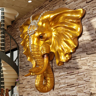 大象挂件欧式客厅玄关动物，头壁挂复古墙壁酒吧墙面装饰品象