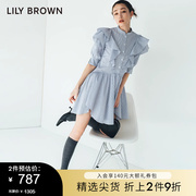 lilybrown秋冬款小飞袖，学院风不规则短款连衣裙lwfo234003