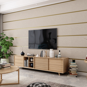 轻奢现代简约2022电视背景墙纸客厅沙发条纹硅藻泥无纺布壁纸