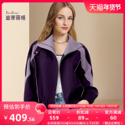 迪菲丽格欧货时髦紫色风衣外套女2024年春季气质复古短款夹克