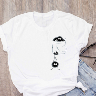 Totoro Dustbunny T Shirt 动漫龙猫千与千寻灰尘小精灵周边t恤
