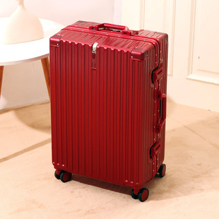红色结婚行李箱陪嫁箱一对拉杆箱，女婚礼用密码皮箱新娘嫁妆箱24寸