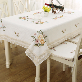 家用布艺餐桌布台布布艺，田园棉麻绣花茶几，桌布中式轻奢长方形盖巾