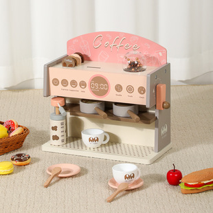 儿童木质仿真小型迷你咖啡机小家电下午茶亲子互动厨房过家家玩具