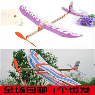 组装滑行飞机模型单翼双翼橡皮筋动力飞机益智拼接泡沫道具