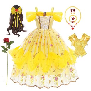 六一儿童节表演服女童贝儿公主裙子，美女与野兽蓬蓬连衣裙生日礼服