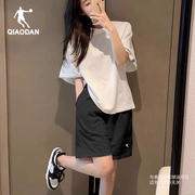 中国乔丹运动套装女2023宽松慵懒风短袖短裤跑步健身休闲两件套
