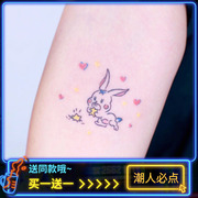 小兔子月亮手绘可爱纹身，贴防水女持久小清新创意少女韩国刺青贴纸