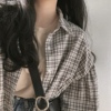 少女系列之灯笼袖小格子，衬衫~韩国复古学院，宽松软妹长袖衬衣女