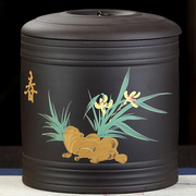 宜兴紫砂茶叶罐陶瓷大号手工，中式复古套装存储普洱茶饼收纳盒米缸