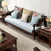 美式实木沙发123组合田园，布艺小户型三人，位复古乡村风客厅家具