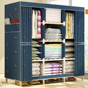 实木加固布衣柜(布衣柜，)简易木质牛津布布艺简约现代经济型，组装收纳衣柜橱