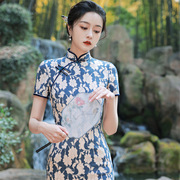 复合蕾丝旗袍2024夏装中国风，年轻款日常可穿小个子显瘦连衣裙