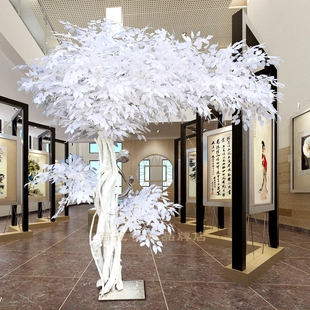 仿真树假树大型白色榕树许愿树婚庆婚礼装饰室内商场装饰造景摆件