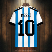 世界杯阿根廷队短袖男t恤messi梅西周边大码冰丝速干足球运动半袖