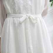 夏季高级感苎麻白色连衣裙腰带，配饰女蝴蝶结，装饰配裙子设计感腰封
