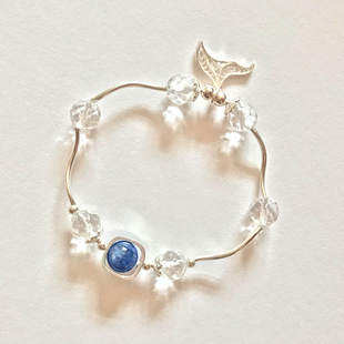 将星辰大海送于你蓝晶石水晶手链，女人鱼姬，纯银首饰可刻字生日礼物