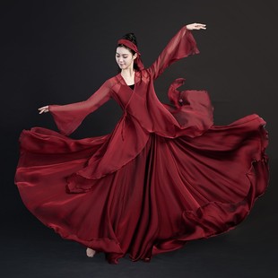 旦小怡同款古典舞蹈服民族风复古酒红色穿搭舞蹈服中国风爵士舞服