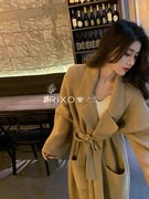 RIXO EXIT法式女装秋冬高级感宽松慵懒毛衣外套长款系带针织开衫