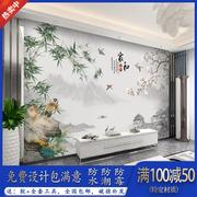 8d新中式电视背景墙布5d立体花鸟客厅装饰布景壁画3d沙发网红壁纸