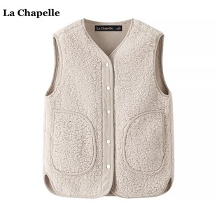 拉夏贝尔/La Chapelle羊羔毛马甲外套女2024年灯芯绒外搭背心