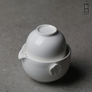 高温白瓷快客杯便携茶具旅行小茶壶陶瓷个人主人，杯办公家居库存