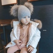 秋冬宝宝帽子安哥拉兔绒男女儿童帽1-6岁ins保暖小童帽子针织洋气