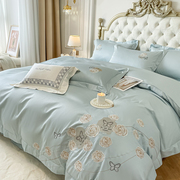 轻奢风高级全棉四件套100纯棉被套床单夏季浪漫刺绣欧式床上用品4