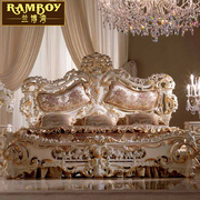 法式奢华主卧床纯实木雕花，大床欧式卧室，高档白色描金双人床公主床