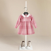 女童粉色连衣裙儿童长袖公主裙，宝宝纯棉春秋款，娃娃领洋气裙子