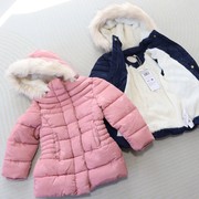 外贸原单3-10岁女童棉衣冬季加绒加厚儿童，收腰棉服洋气夹棉外套