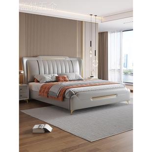 皮床现代简约1.8米双人床，轻奢主卧高端大气，实木储物互不打扰软床
