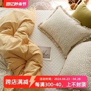 Aika韩国被套床品复古小碎花黄格子两面用被子枕套被套三件套