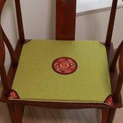 新中式餐椅垫亚麻红木，圈椅坐垫四季田园实木沙发垫，防滑茶椅垫加厚