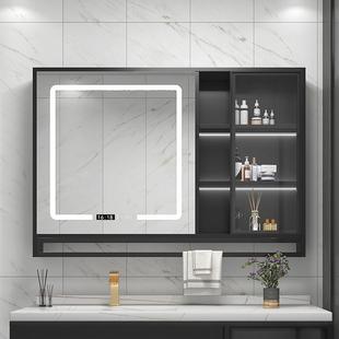 智能浴室柜镜子单独轻奢卫生间除雾梳妆镜箱带灯玻璃门置物挂墙式