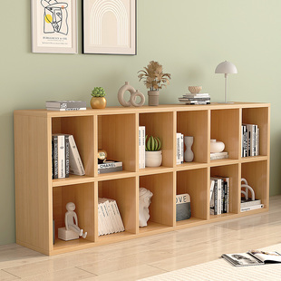 实木书架置物架落地组合格子柜，家用儿童矮书柜，客厅多层收纳储物柜