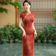 老上海旗袍年轻2024年改良复古短袖，连衣裙高端气质性感妈妈装