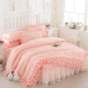 韩l版公主蕾丝床裙式床罩式4四件套纯色花边被套，床套1.51.8多件