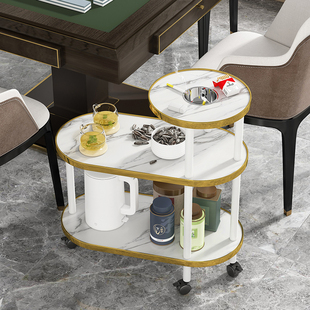 麻将棋牌室专用茶几茶水柜，带烟缸麻将机茶水架小型仿岩板双层边几